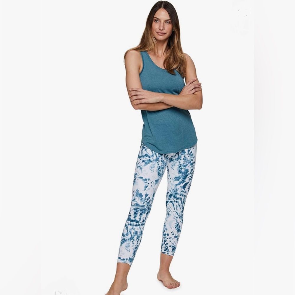 RBX high waist butter soft teal and white tie dye active leggings size large